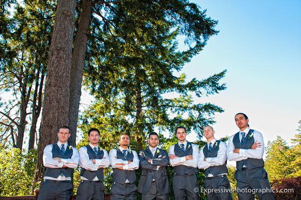 groom with groomsmen picture at hollins house